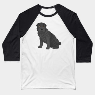 Black Shar-Pei Dog Baseball T-Shirt